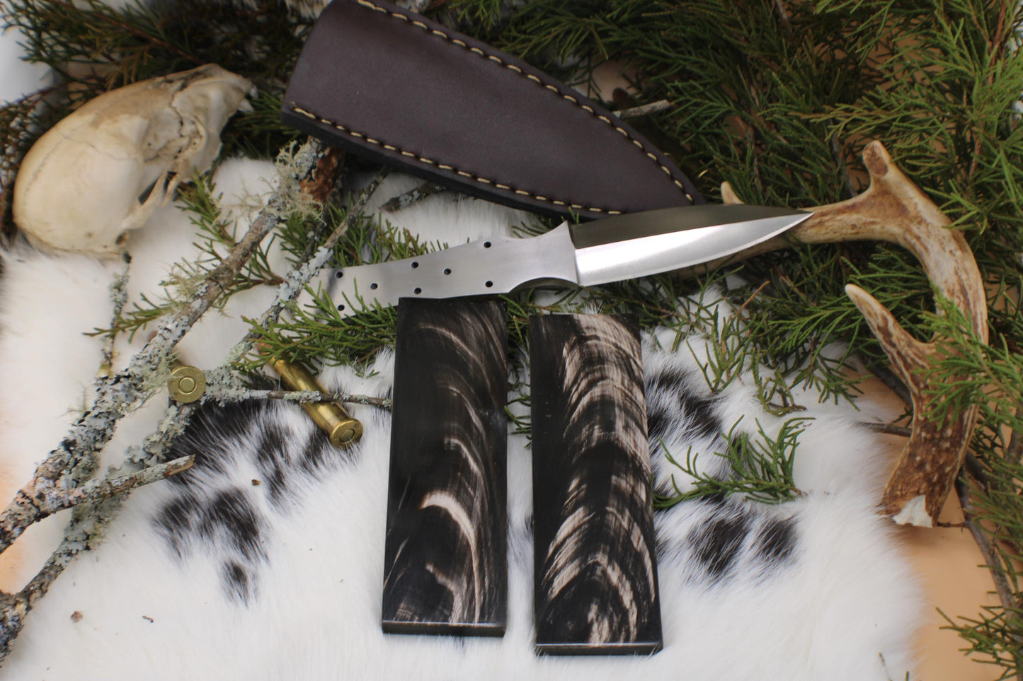 Premium Boot Dagger Blade Blank with Sheath. 440c stainless steel