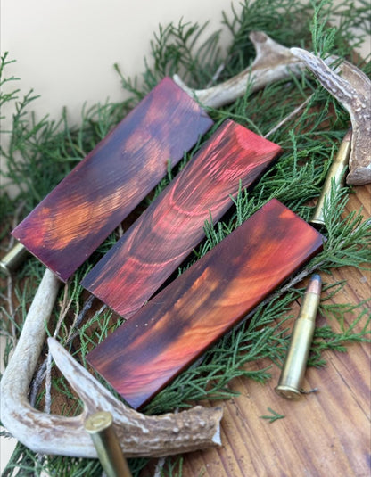 Premium buffalo horn knife handle scale pair | 5x1.5x1/4 | | high quality dyed red / orange horn knife making materials | Luxury imported