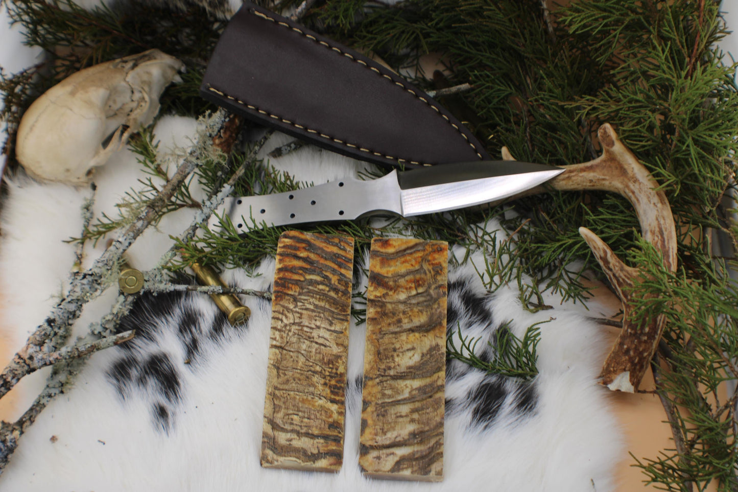 Premium Boot Dagger Blade Blank with Sheath. 440c stainless steel